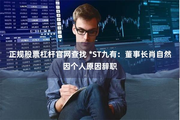 正规股票杠杆官网查找 *ST九有：董事长肖自然因个人原因辞职